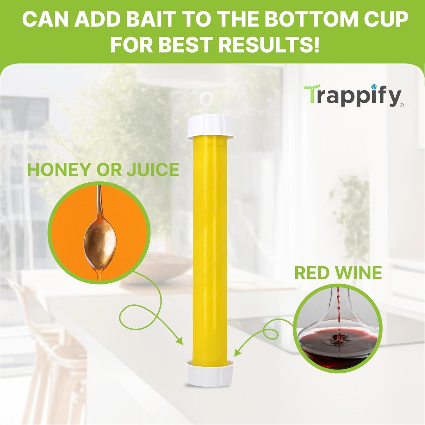 Trappify Hanging Fly Traps Outdoor: Fruit Fly Traps for Indoors | Gnat Trap | Gnat Traps for House Indoor | Fly Trap Indoor - Disposable Sticky Fly Trap for Indoor House Pest Control (8 Pack)