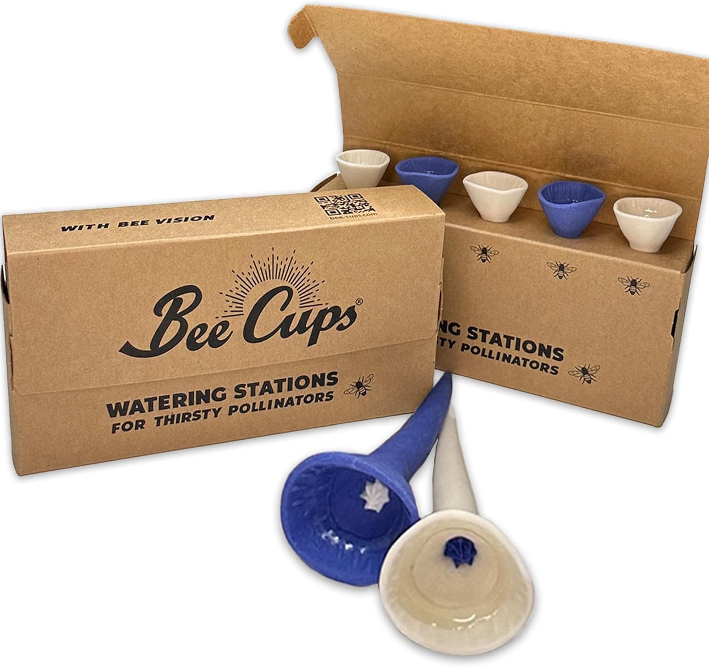 5 Pack, Bee Watering Station, 100% Handmade Porcelain, Bee and Butterfly Feeder for Garden, Outdoor Feeders for Thirsty Pollinators, Plastic Free, Pollinator Attracting Glaze (5, Cape Cod)