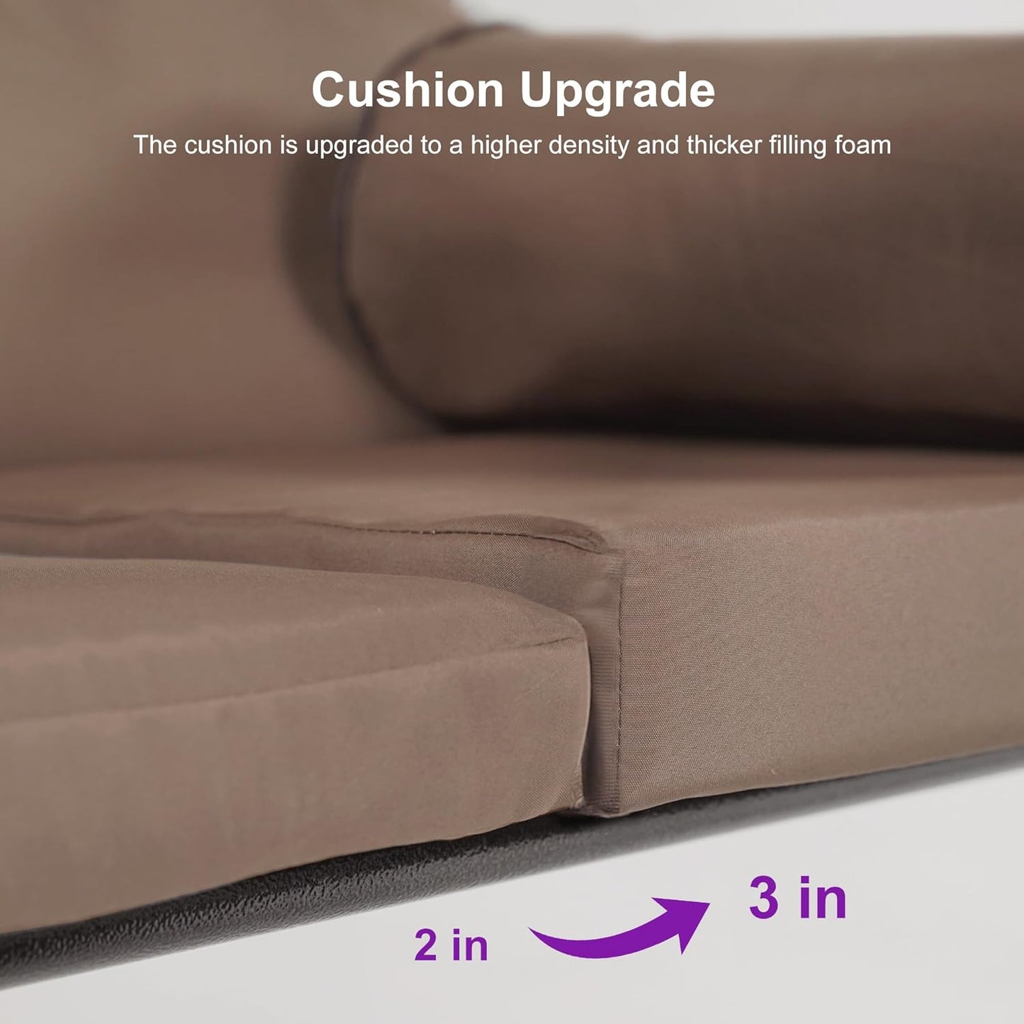 PURPLE LEAF 2-Seat Deluxe Outdoor Patio Porch Swing with Weather Resistant Steel Frame, Adjustable Tilt Canopy, Cushions and Pillow Included, Beige