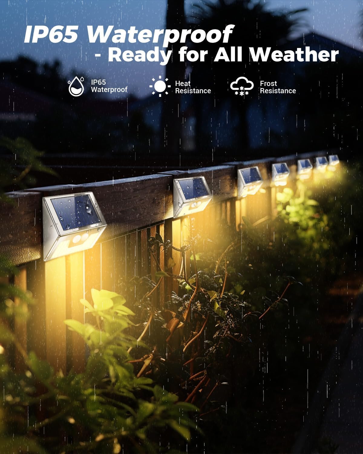 12 Pack Solar Lights Outdoor Motion Sensor, Waterproof Fence Lights 3 Lighting Mode, Warm White LED Outside Lights Wireless for Fence Wall Yard Steps Stairs Garden - Stainless Steel