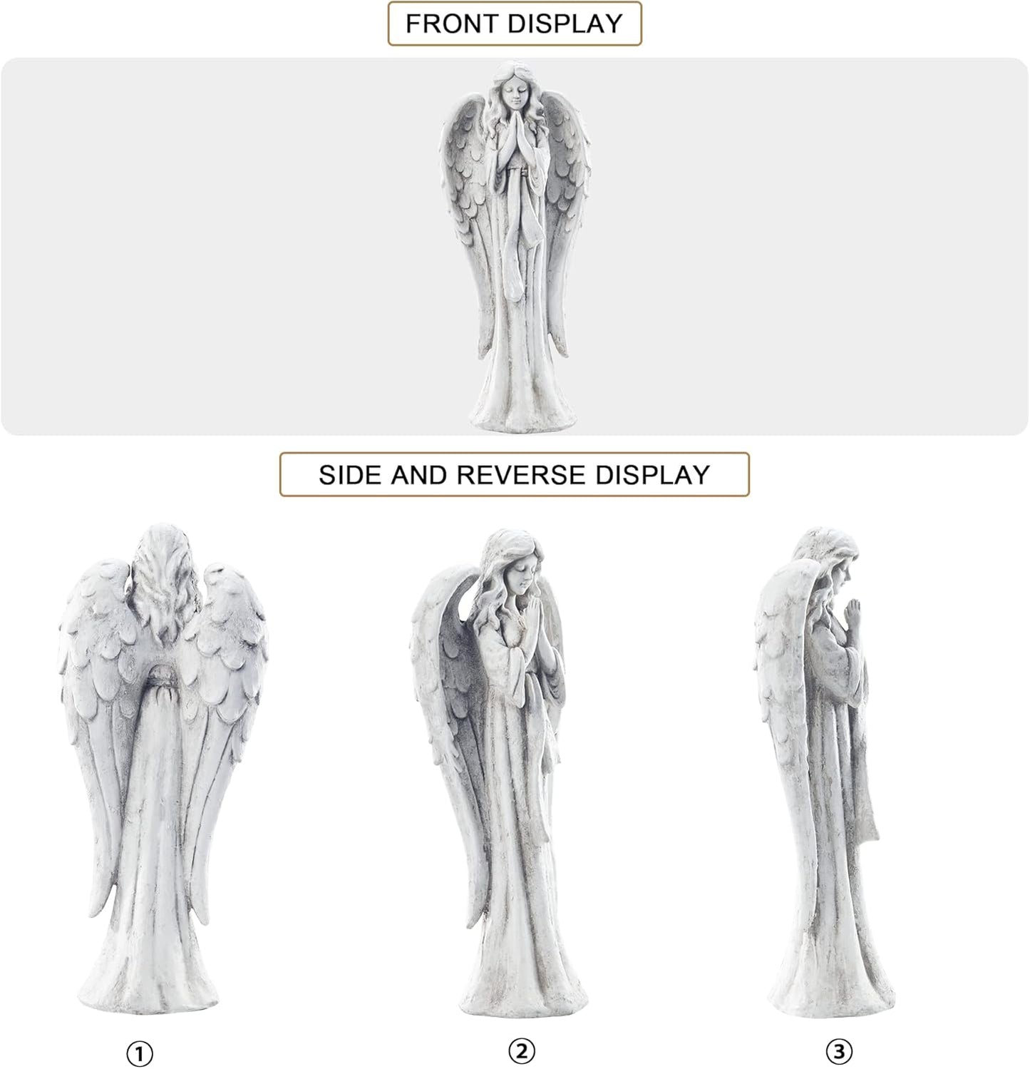 TOETOL Outdoor Garden Statues Praying Angel Statue 31.1" Grave Decorations Magnesium Oxide Stone Grey Yard Patio Deck Home Entryway Hallway Sculpture