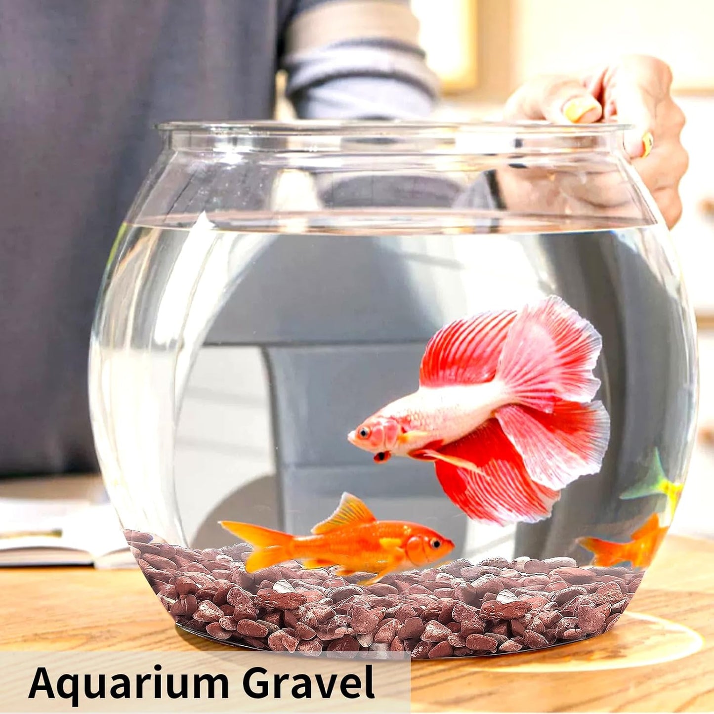 10 lbs Pebbles for Plants, 3/8 Inch Pea Gravel Stones Decorative Red River Rocks for Succulent, Cactus, Landscaping, Vases, Terrarium, Aquarium, Potted Top Dressing and Outdoor Garden