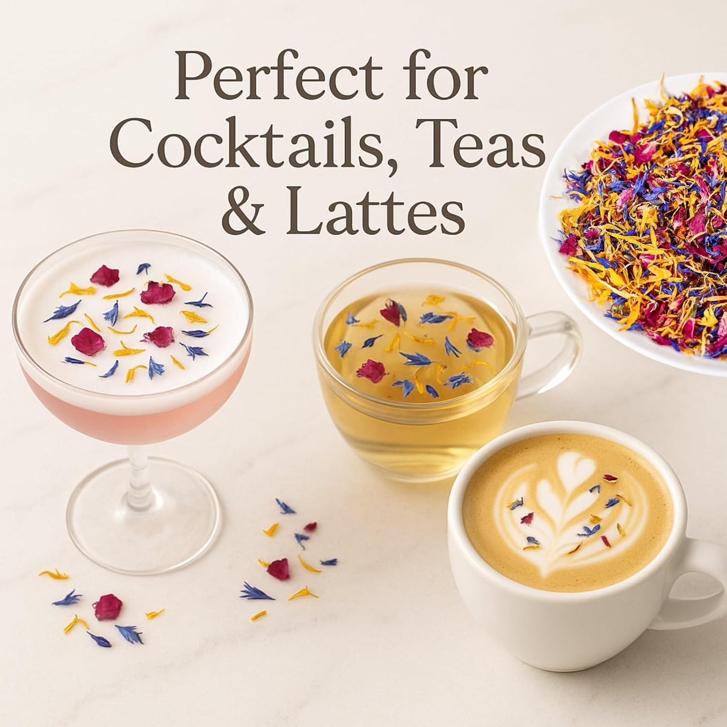 Edible Flower Sprinkles for Cake Decorating– 1oz Dried Edible Flowers Mix Rose, Cornflower, Calendula, Lavender– Edible Cake Decorations, Cupcake Sprinkles Flower for Drinks, Cocktails & Desserts