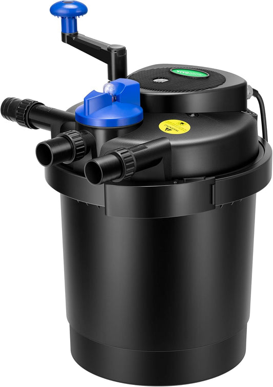 Bio Pressure Pond Filter, with 13W UV-C Light, 1580 GPH Suitable for Koi Ponds up to 800 Gallons or Landscape Pools up to 1600 Gallons