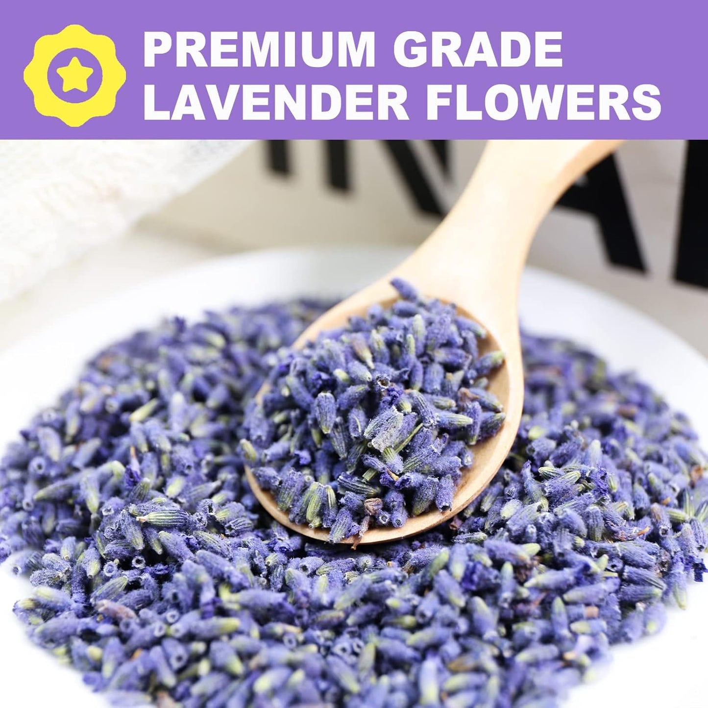 FullChea - Natural Dried Lavender Flowers - 4oz/114g - Premium Food Grade Lavender Buds - Non-GMO - Caffeine-free - Perfect for Tea, Lemonade, Baking, Baths