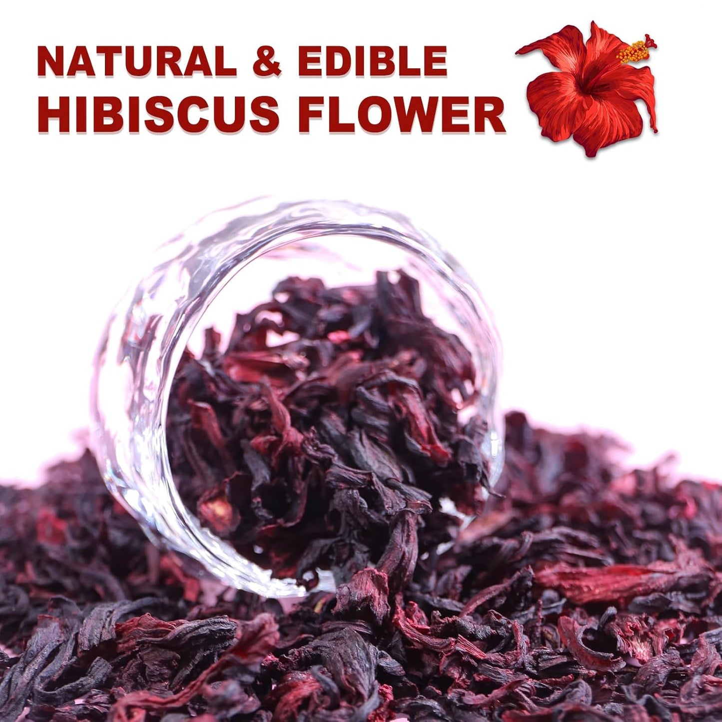 TEARELAE - Hibiscus Flowers, 5oz/142g- Natural Hibiscus Tea Loose Leaf - Country of Origin Nigeria - Flor De Jamaica - Dried & Edible Flowers For Tea - Non-GMO - Caffeine-free - Support Heart Health