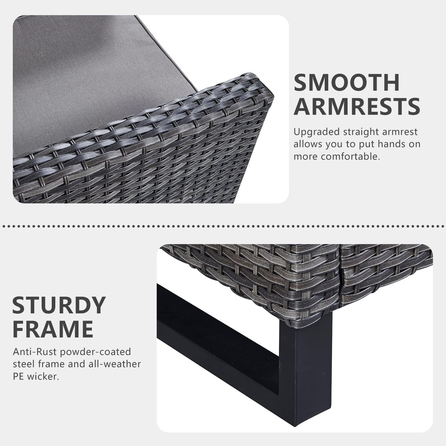 HUMMUH 7 Piece Patio Furniture Set with Fire Pit Table 41in 55,000 BTU,Wicker Outdoor Conversation Sets - Outdoor Swivel Rocker Chairs Patio Sofa for Porch,Garden,Backyard