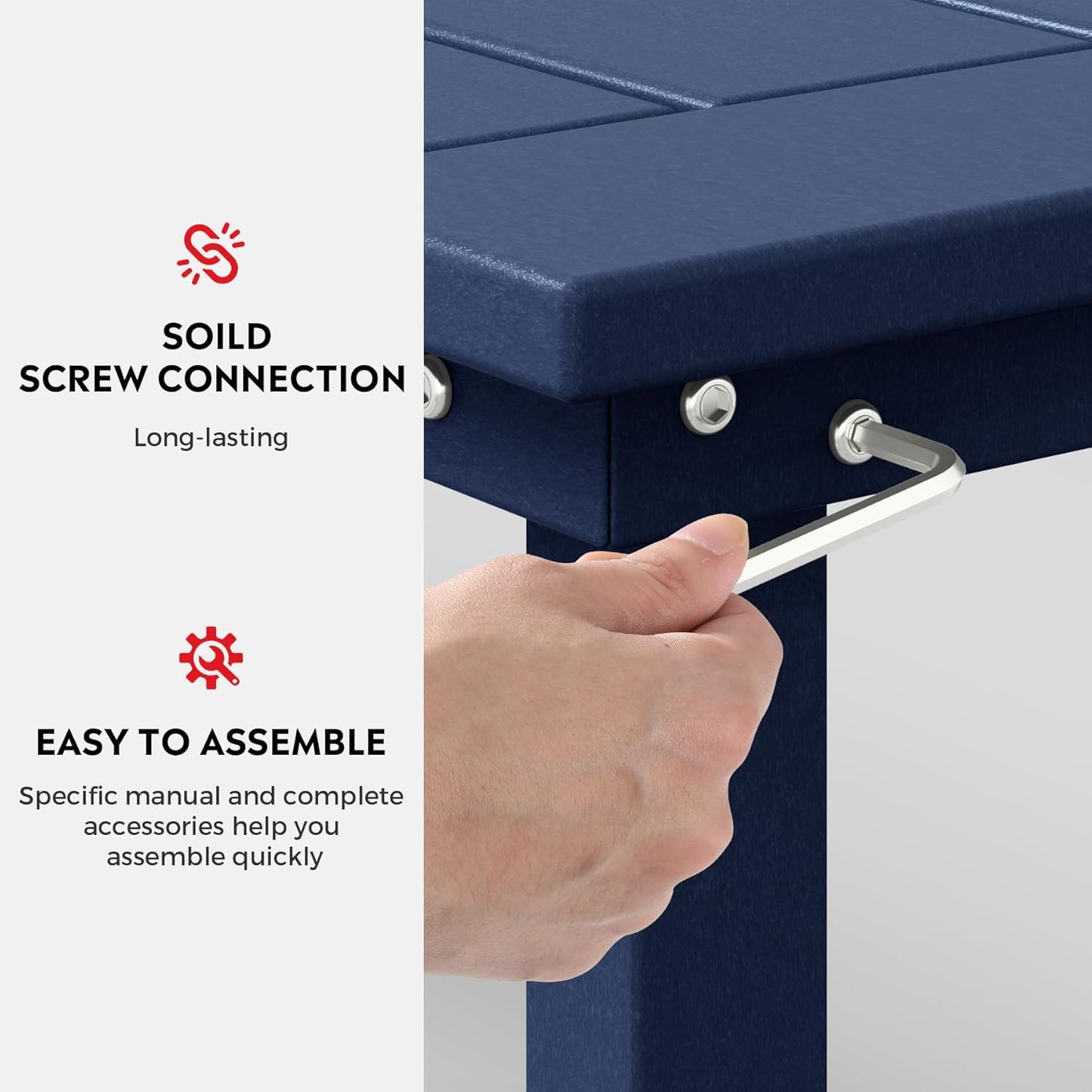 Outdoor Benches Weatherproof, Park Long Bench Poly Lumber Backless for Entryway Front Porch Garden Bench Seat for Patio, Navy Blue