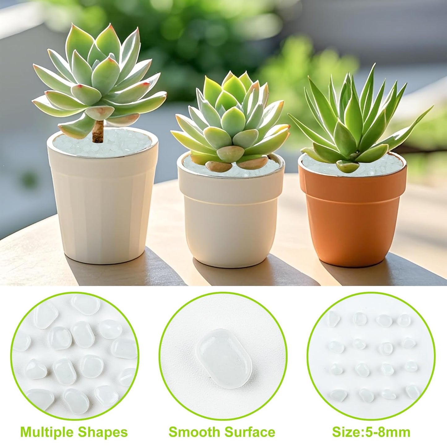 2000pcs 5-8mm White Glow Stones for Outdoors Bulk Outdoor Garden Glow Pebbles Aquarium Luminous Stone for Walkways Driveway Yard Plant Pots