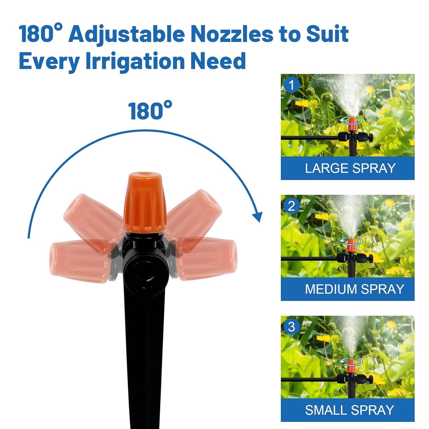 Mist Drip Irrigation System for Garden Watering 60FT, 1/2" & 1/4" Quick-Connect Micro Misting kit for Greenhouse, Plant, Lawn, Raised Bed, Vegetable, Flower. Hanging or Inground Misters Sprinkler