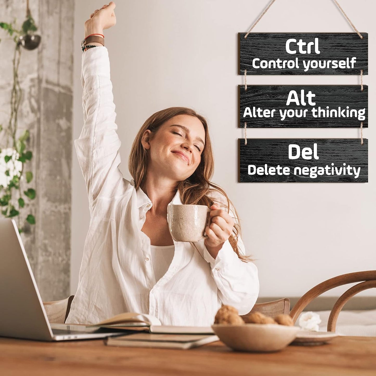 Office Wall Decor Inspirational Wall Art for Motivational Plaques Rustic Wooden Hanging Decor Positive Saying Quote Sign Art for Home Office Living Room(Black)