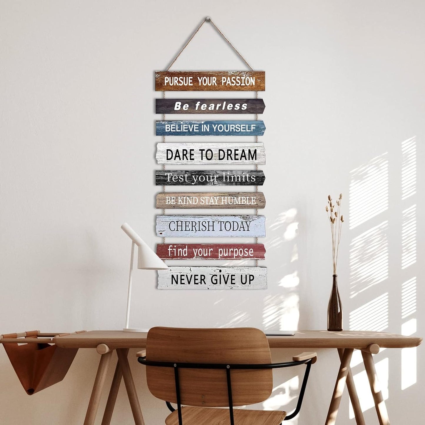 Joyhawk Motivational Wall Art Decor with Positive Quotes, Inspirational Wall Art Room Decor for Teen Girls Women, Rustic Wall Hanging Plaque Sign for Home Office Living Room Bathroom - 12x24 inch