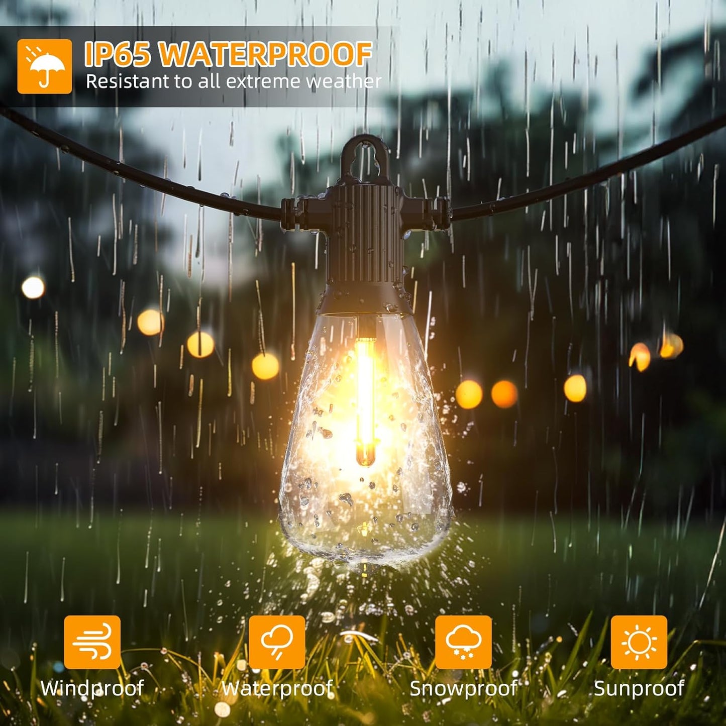 FOOMAN LED Outdoor String Lights, 500FT Outside Waterproof Hanging Patio Lights with 250+10 Shatterproof ST38 Edison Bulbs, 2700K Warm White, Dimmable Light for Back Yard Porch Party Gazebo Bistro