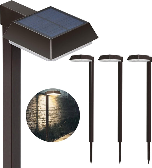 Bobcat Solar Pathway Lights Super Bright 300 lumens with 2-in-1 Warm White and Daylight Modes, Dark Brown Solar Lights for Outdoor Path, Sidewalk, Driveway or Walk Way Light(4 Pack)