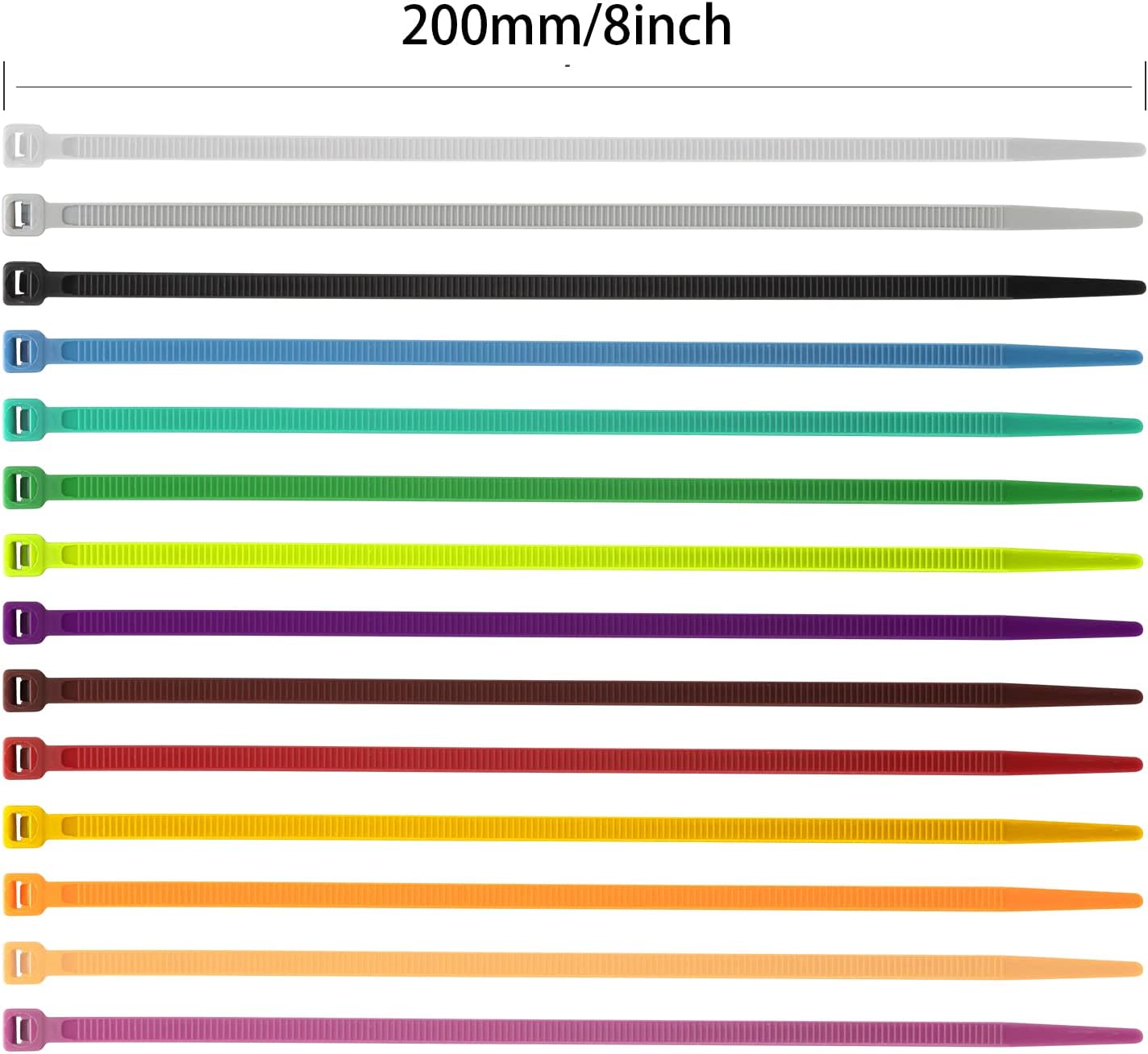 XINGO 100PCS Cable Zip Ties Heavy Duty, Premium Nylon Plastic Wire Ties with 50 Pounds Tensile Strength, Self-Locking Black Nylon Zip Ties for Indoor and Outdoor (8 inch, Silver)