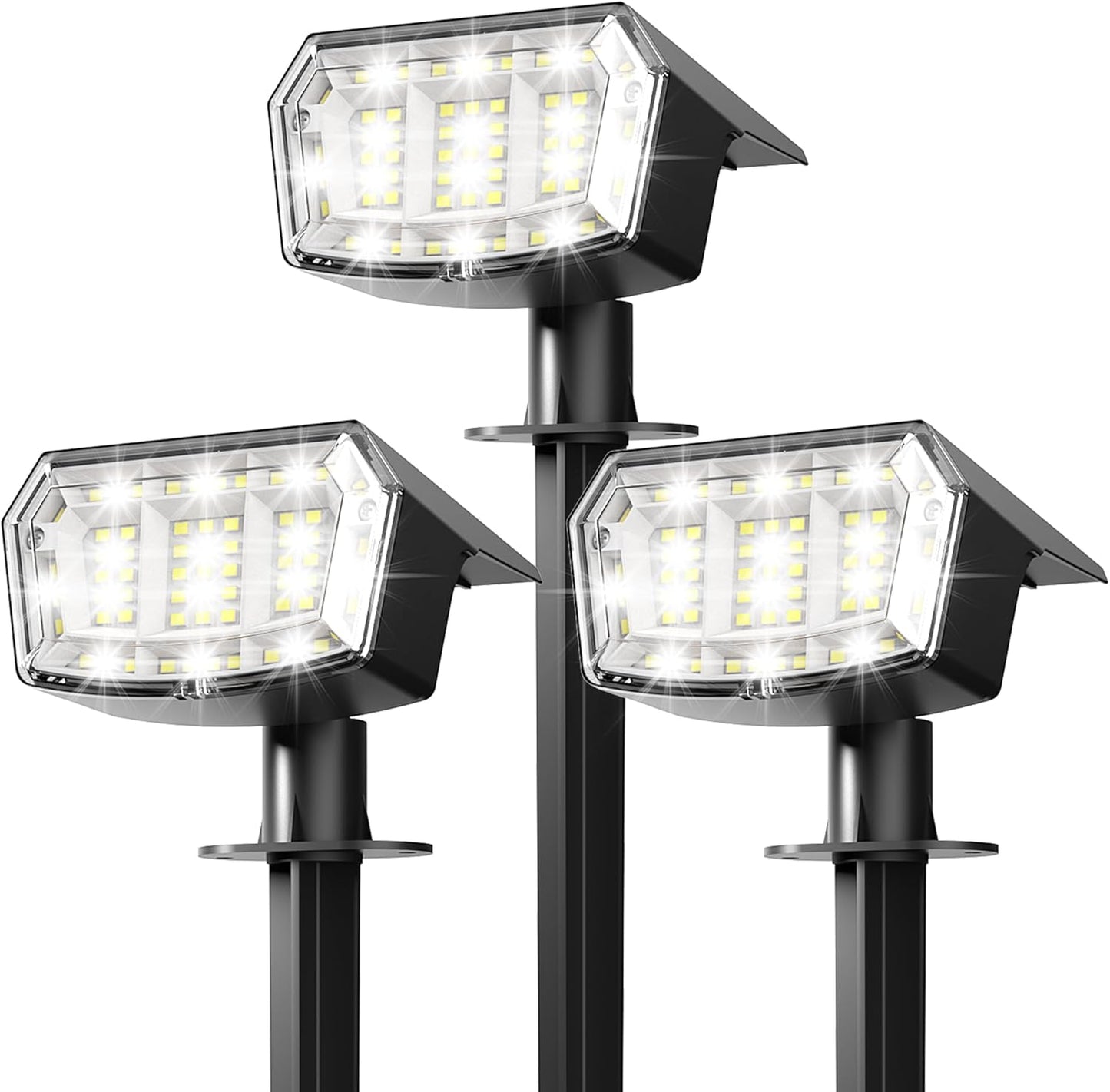 Solar Lights Outdoor Waterproof IP65, 63 LED 3 Lighting Modes Solar Powered Yard Garden Spot Lights for Outside Landscape- 3 Pack (Cool White)