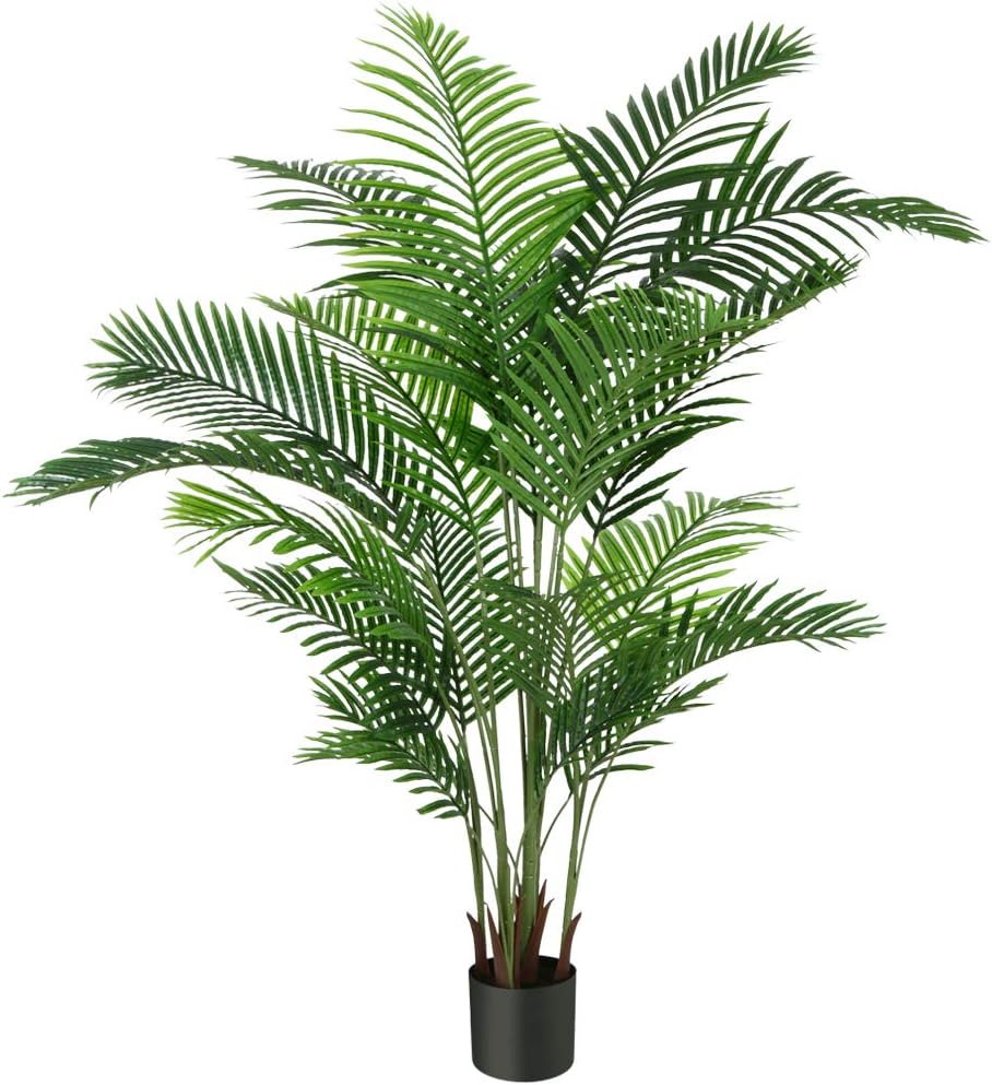 Fopamtri 6 Foot Artificial Areca Palm Tree UV Resistant Fake Palm Plant with 20 Trunks Potted Faux Tree for Indoor or Outdoor Decoration Silk Dypsis Lutescens Plants for Home Office