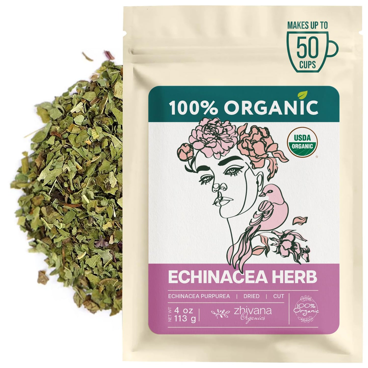 Organic Echinacea Herb (4 oz.) - Equinacea Organica - Echinacea Purpurea Loose Leaf Tea - Immunity, Respiratory System, Digestion