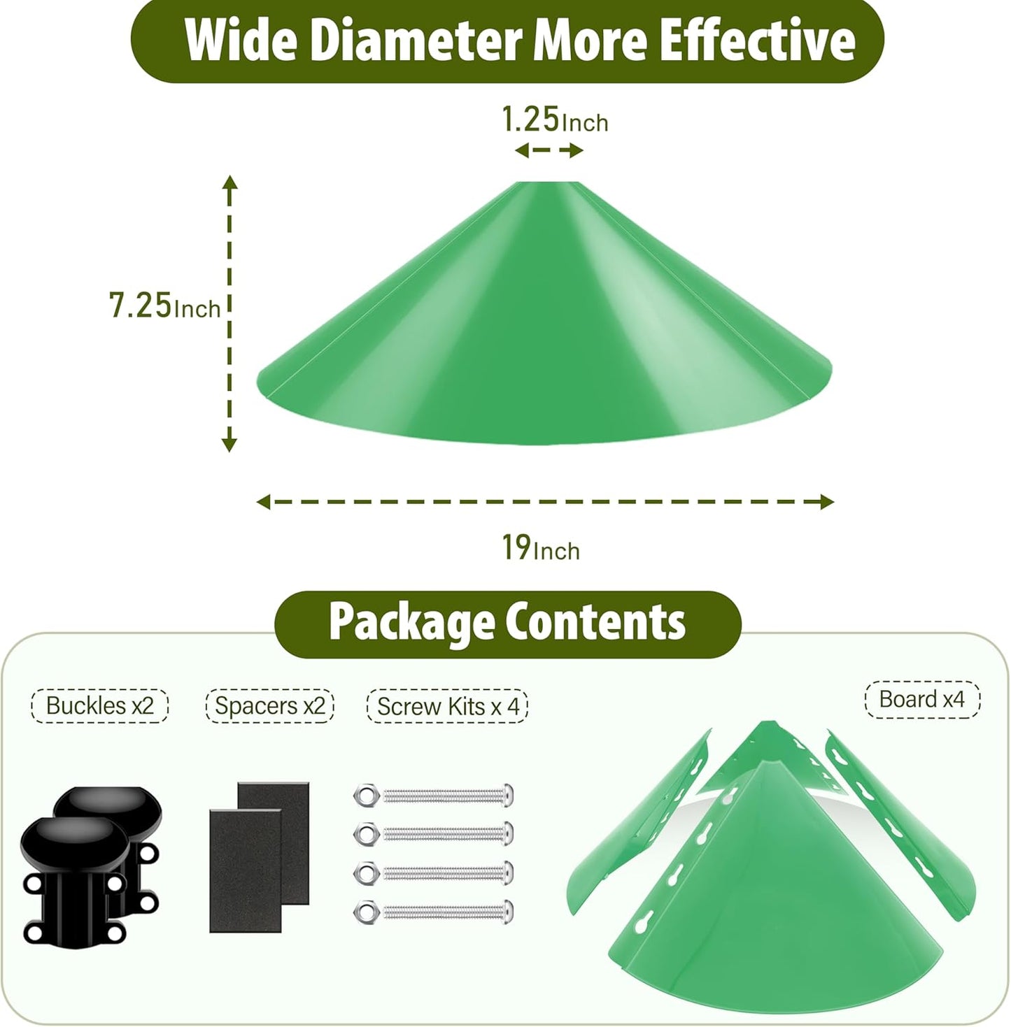 Squirrel Baffle for Bird Feeder Pole, 19-Inch Outdoor Bird Feeder Guard, Squirrel-Proof Birdhouse Baffles, Shepherd's Hook for Outside(LightGreen)