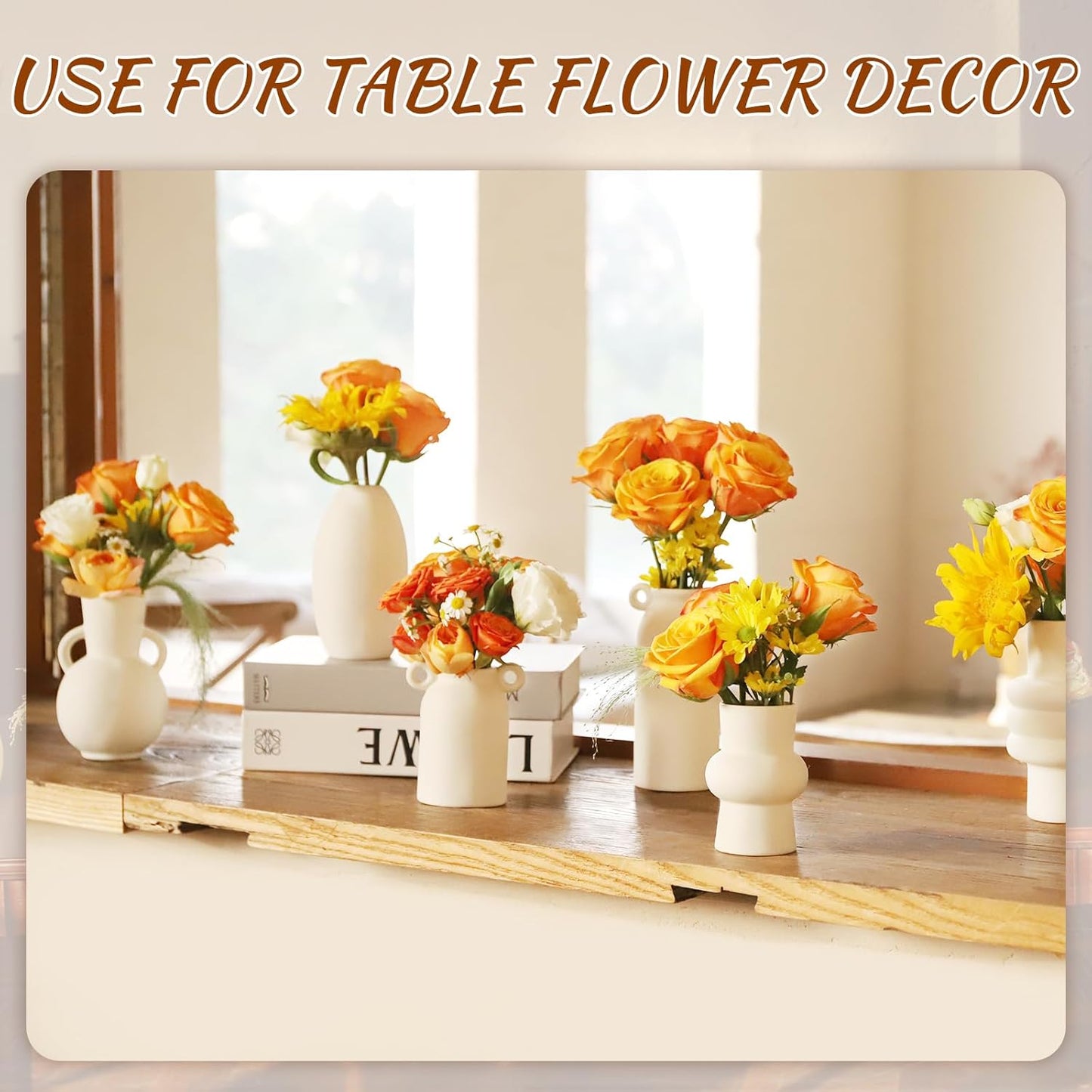 Ceramic Vase for Decor, White Boho Ceramic Vase in Bulk Small Boho Vases Set for Home Modern Minimalist Farmhouse Decoration White Bud Vases for Shelf Decor, Table, Bookshelf (Set of 9)