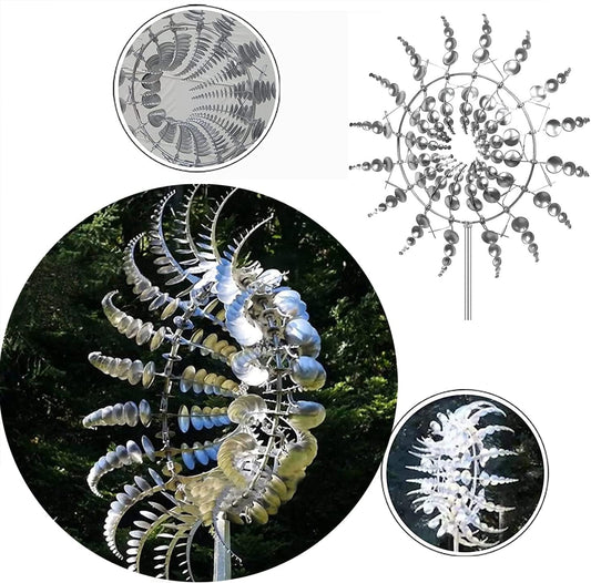 Wind Spinners for Yard and Garden，Windmills,Garden Decor for Outside,Metal Yard Art (1 PCS -Silver)