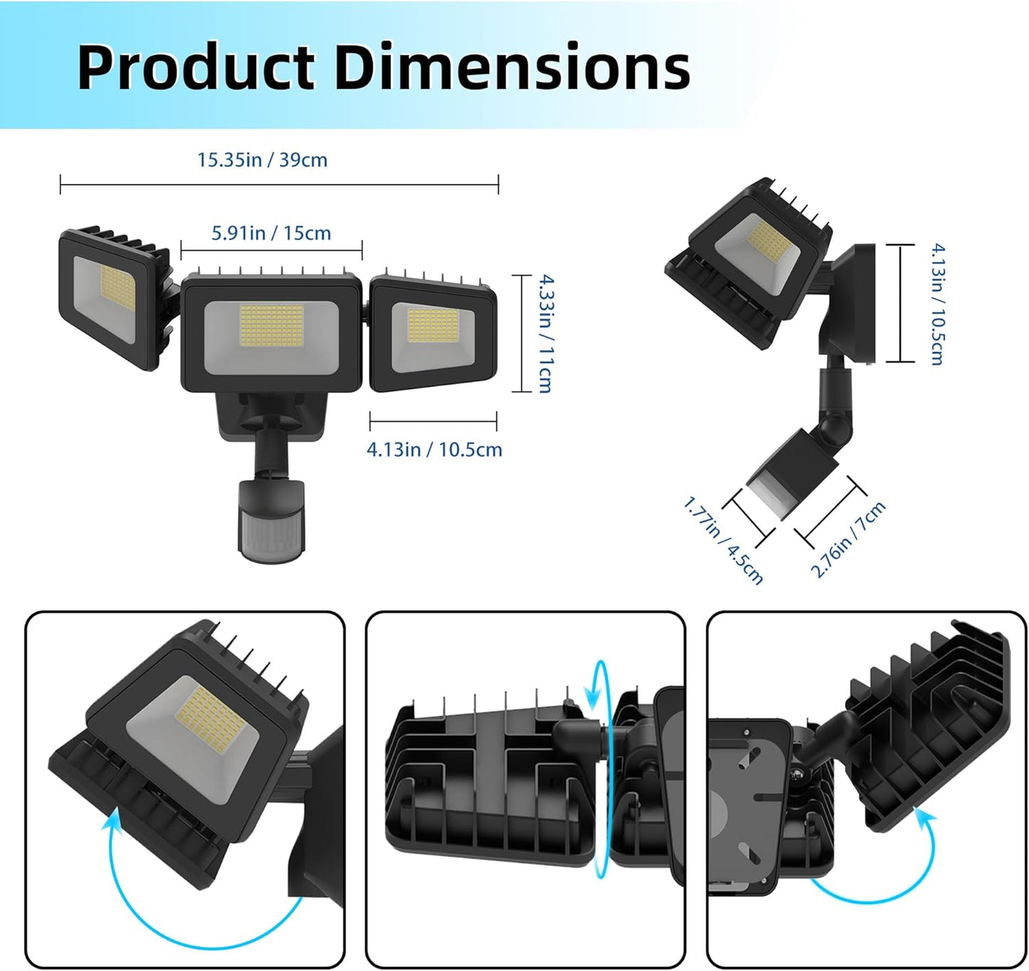 120W LED Flood Lights Outdoor with Motion Sensor, 12000LM 4500K Daylight, IP66 Waterproof Dusk to Dawn Outdoor Security Lights for Garage, Yard, Outside