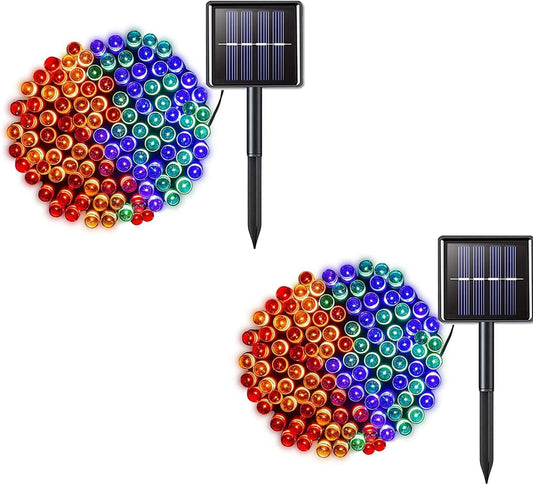 2 Pack 200 LED Solar String Lights, 85.2ft 8 Modes Solar String Lights for Outside, Waterproof and Solar Powered Outdoor String Lights for Holiday Christmas Yard Garden Tree Wedding Party (Multicolor)