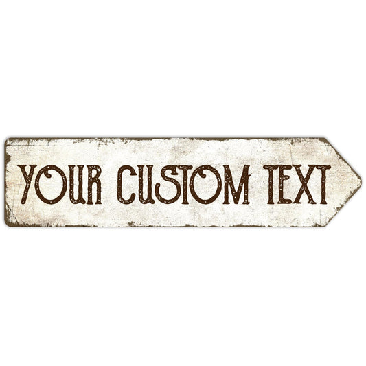 Rustic Custom Sign, Personalized Right Directional Metal Composite Street Sign for Indoor and Outdoor Use 6x24 Inches, ACM Made in the USA