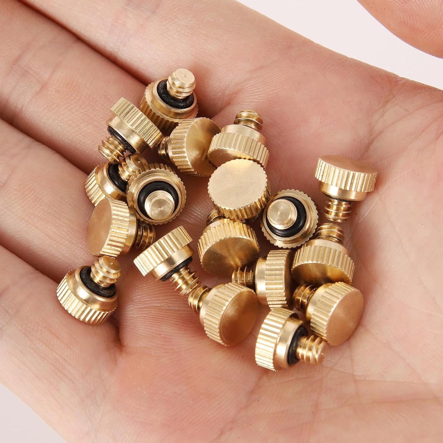 Brass Misting Nozzle Plug 12pc Heavy Duty 10/24 Screw Thread Misting Nozzle Plug for Raised Garden Bed Backyard Outdoor Cooling System
