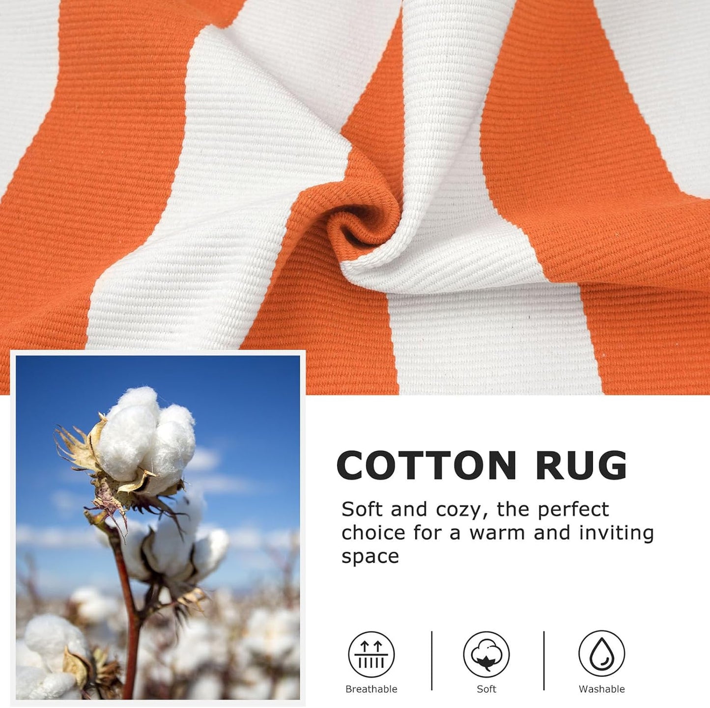 IOHOUZE Fall Door mat 27.5" x 43" Orange White Striped Area Rug Washable Front Porch Rug Striped Door Mat Outside Entrance Entryway Doormat for Fall, Halloween, Thanksgiving Porch Decor