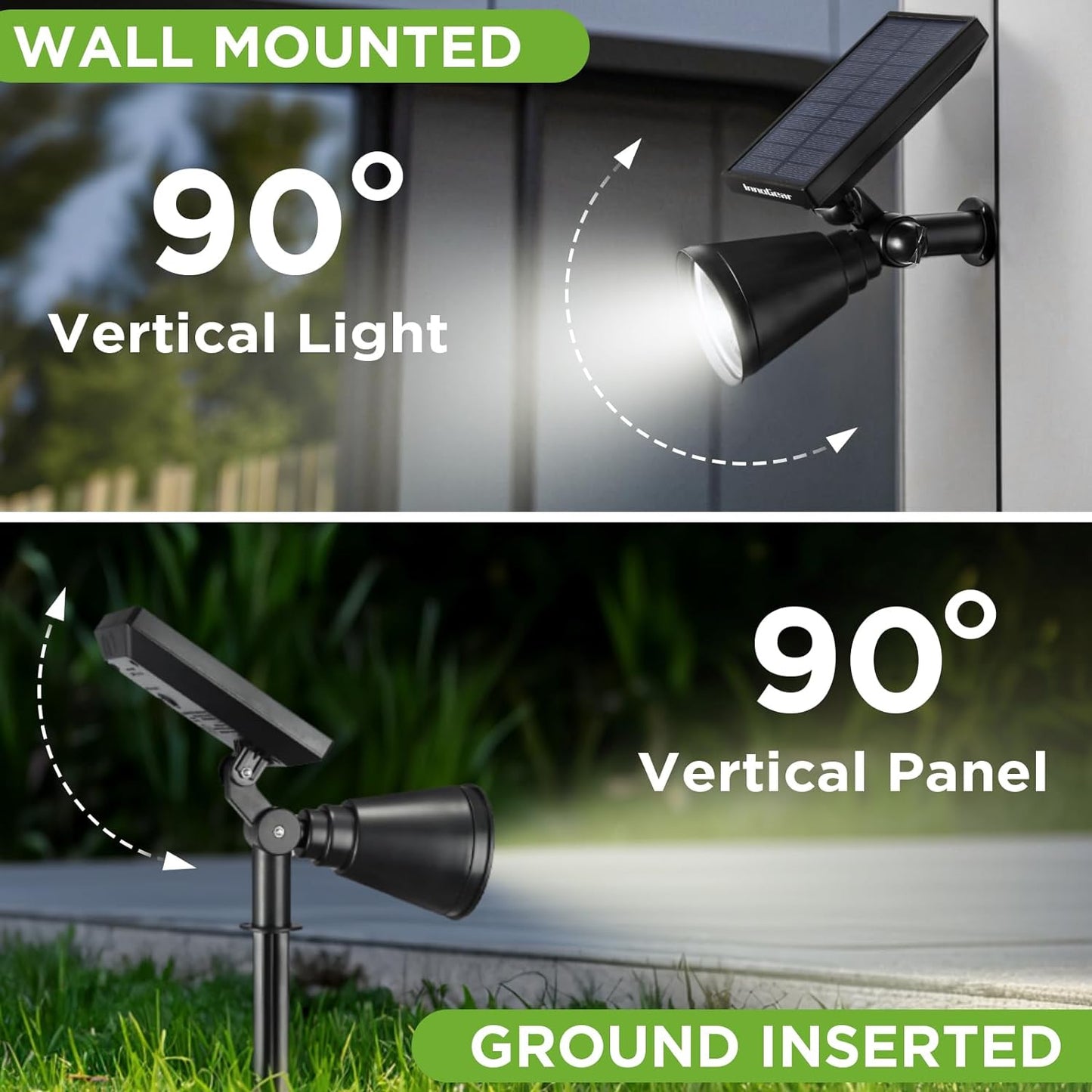 InnoGear Solar Lights Outdoor Waterproof Solar Garden Light for Outside Yard Landscape Lighting Pathway Spot Lights Spotlight Wall Light Auto On/Off, Pack of 6 (White)