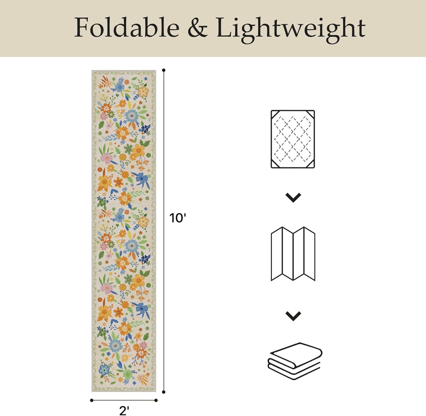 GENIMO Indoor Outdoor Area Rug 2' X 10' Waterproof, Washable Door Mat Non Shedding, Easy Cleaning Floral Outdoor Carpet for Patio, Entryway, Porch, Bathroom, Living Room, Bedroom, Backyard