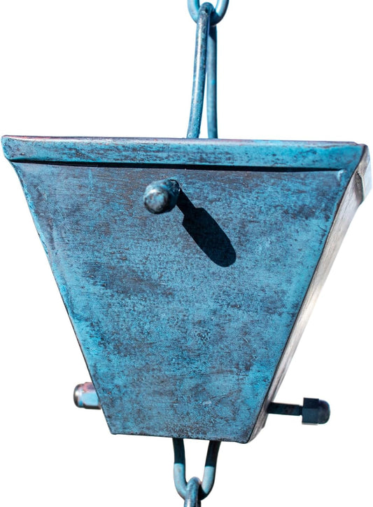 Nutshell Stores Medium Square Cups Rain Chain - Patina - 15 Feet