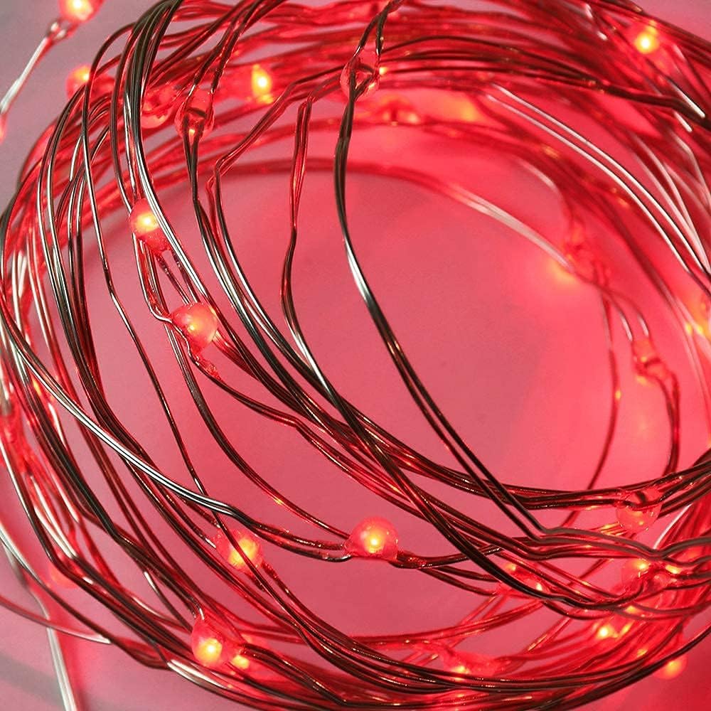2 Pack Solar Powered Fairy String Lights Outdoor Waterproof 8 Modes Twinkle Christmas Decorations Lights, Each 33ft-100LED, 40ft-120LED, 66ft-200LED, 80ft-240LED, (Red, 33)
