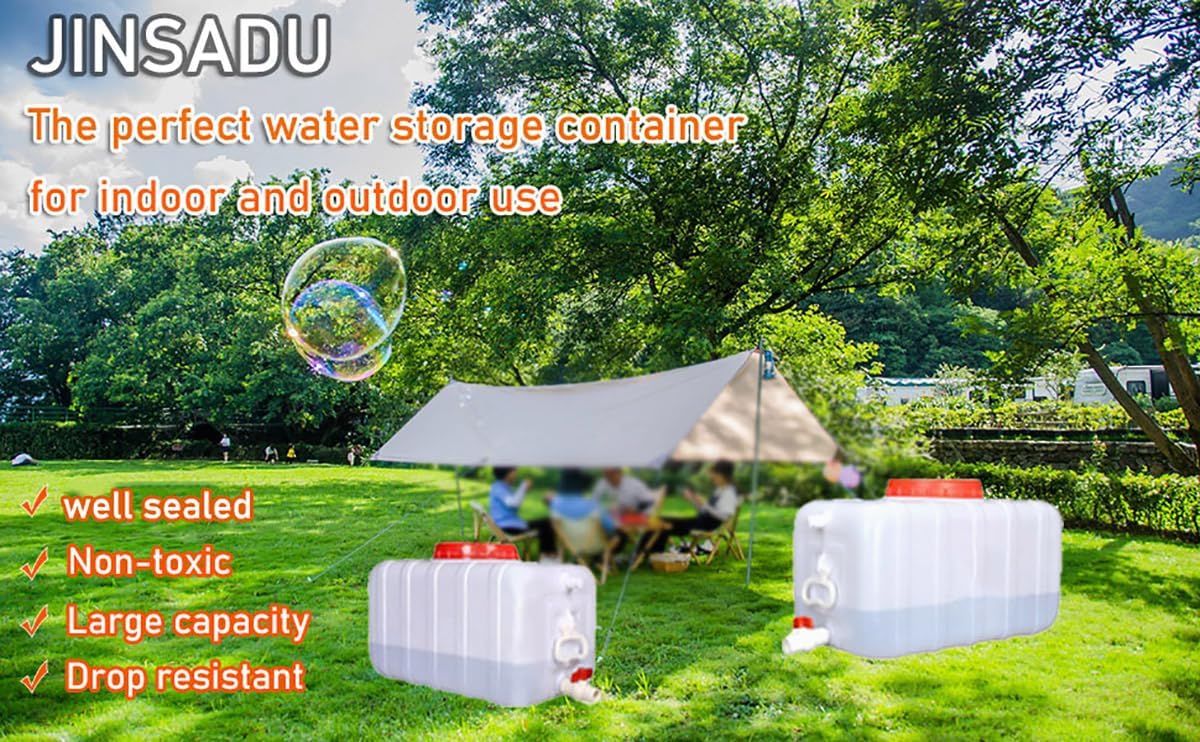 Portable Water Tank 50gal Water Storage Tank for Camping with Spigot Hose Plastic Water Container Water Storage Container for Emergency Water Storage Hiking Outdoor(Size:52gallon / 200L)