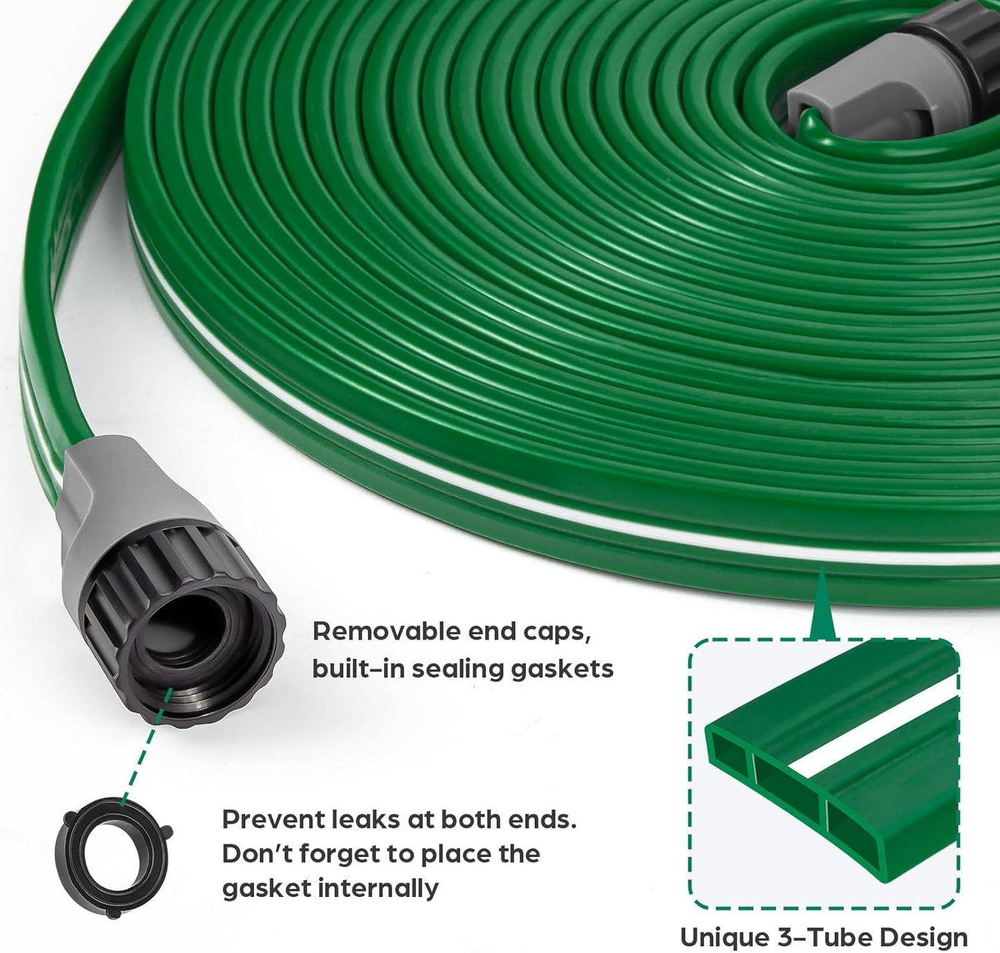 Jin&Bao Sprinkler Hose with Holes 25FT, Heavy Duty Watering Garden Hose, High-Efficiency Sprinklers System for Lawn and Garden with Staples