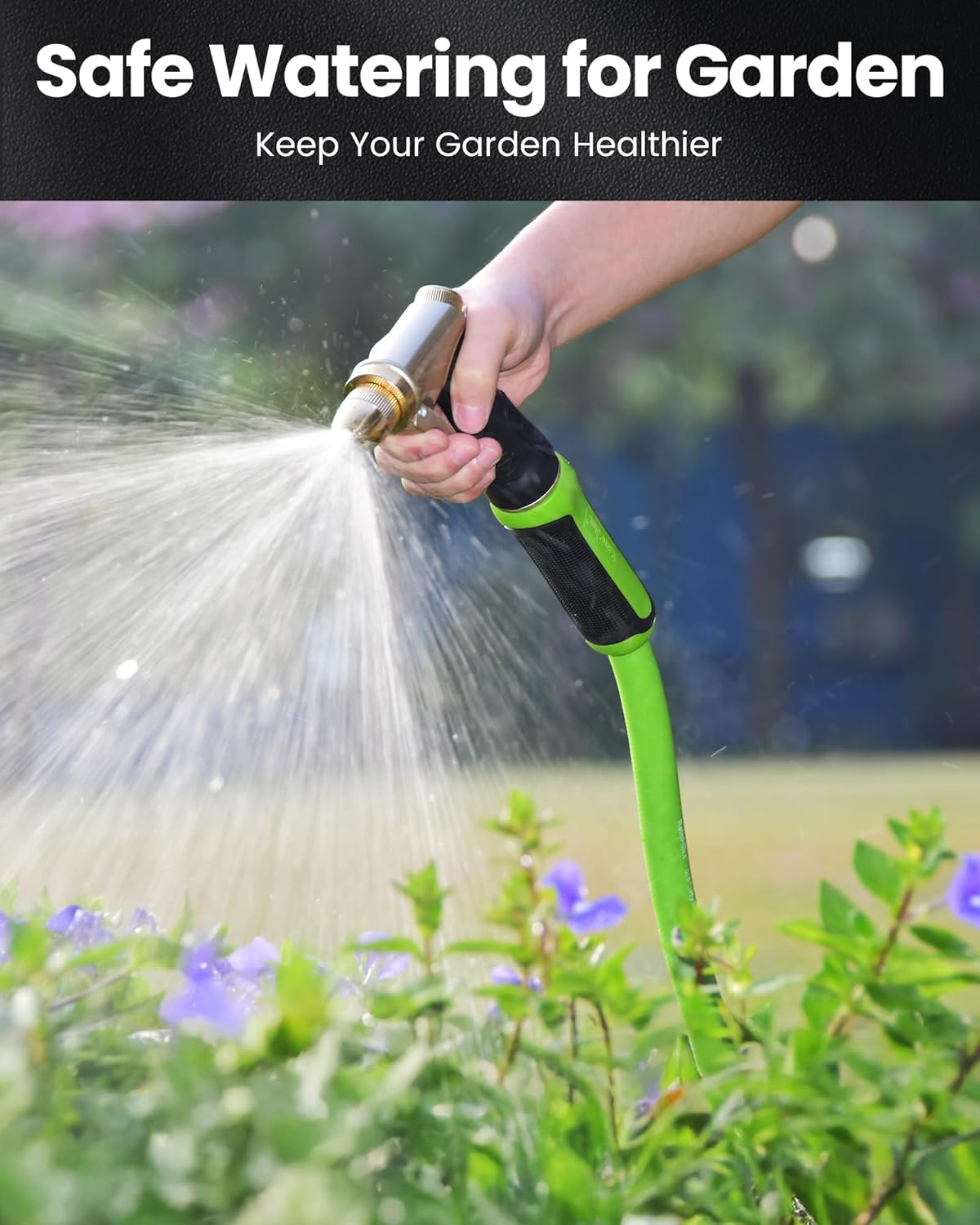 RAINPOINT Short Garden Hose 15ft - Lightweight Water Hose with Swivel Handle - Flexible, Heavy Duty, Hybrid Rubber, with Male to Female Fittings
