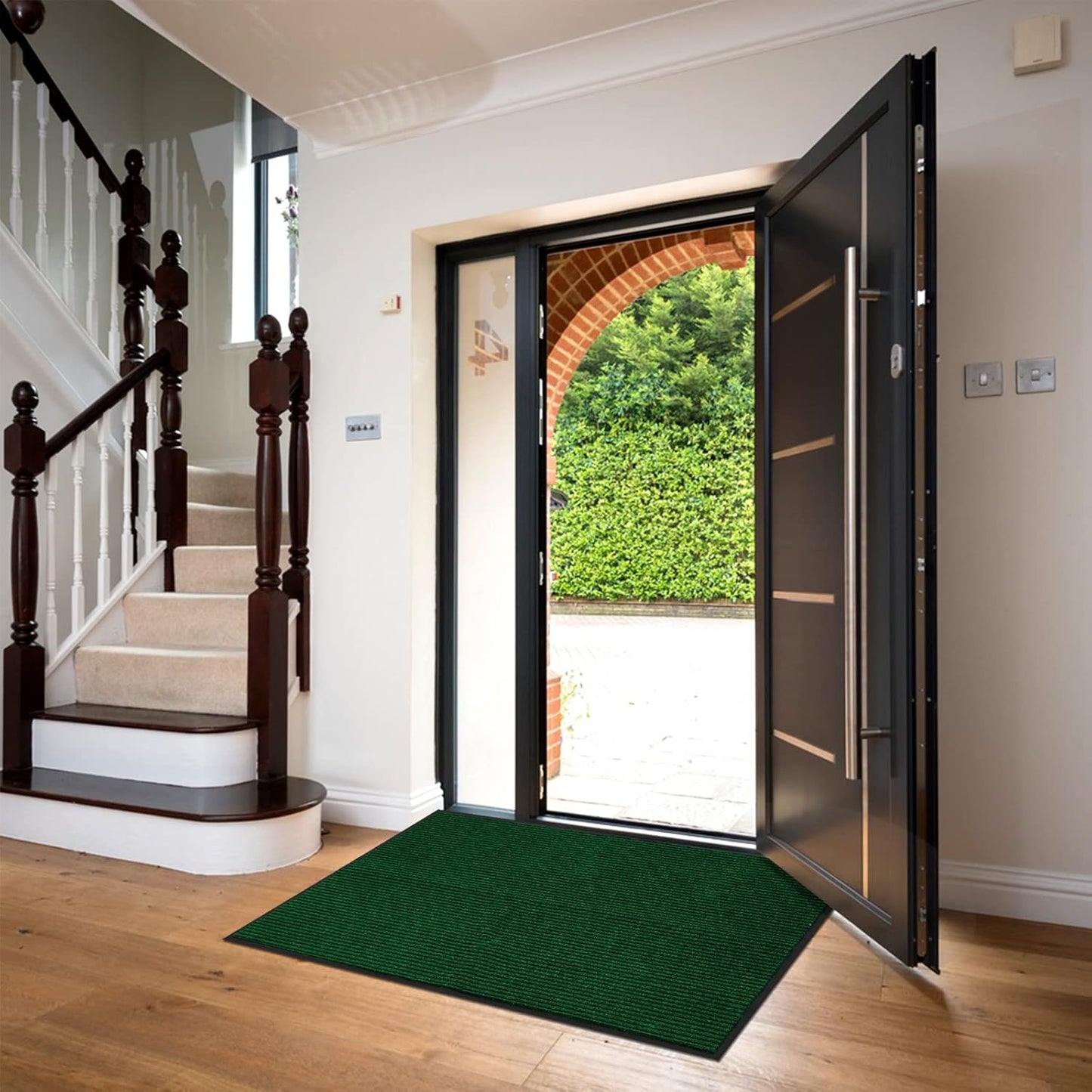 Profile Rubber Door Mat, 47x31inch, Heavy Duty, Entrance Doormat, Indoor and Outdoor, Waterproof, Easy Clean Shoe Scraper, Home Rug Welcome Mats for Entryway, Patio, Porch, Green