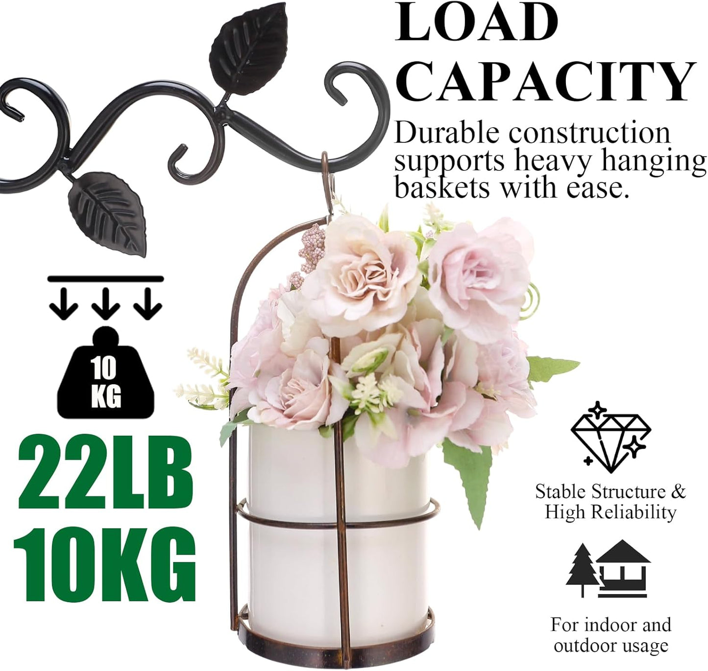 Fashion&cool 4 Pack Plant Hanging Bracket, Wall Mount Plant Hanger Outdoor Indoor, Decorative Hanging Plant Bracket Hooks for Planter Flower Bird Feeder Lanterns Wind Chimes with Screws