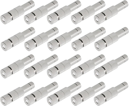 20pcs Brass Mister Nozzles, 6mm Misting Nozzles for Outdoor Cooling System, Landscaping, Air Humidification, Greenhouse Irrigation (with Filter, 0.004"/0.1mm Orifice)
