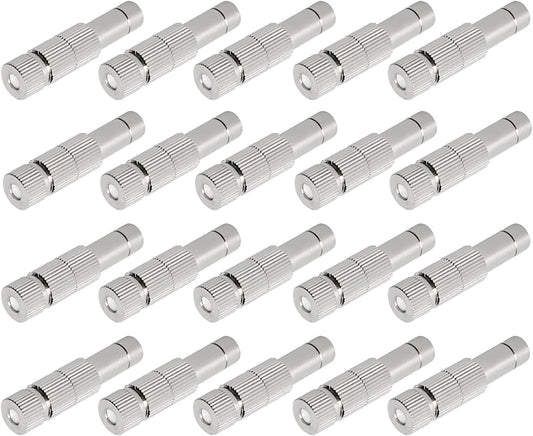 20pcs Brass Mister Nozzles, 6mm Misting Nozzles for Outdoor Cooling System, Landscaping, Air Humidification, Greenhouse Irrigation (with Filter, 0.008"/0.2mm Orifice)