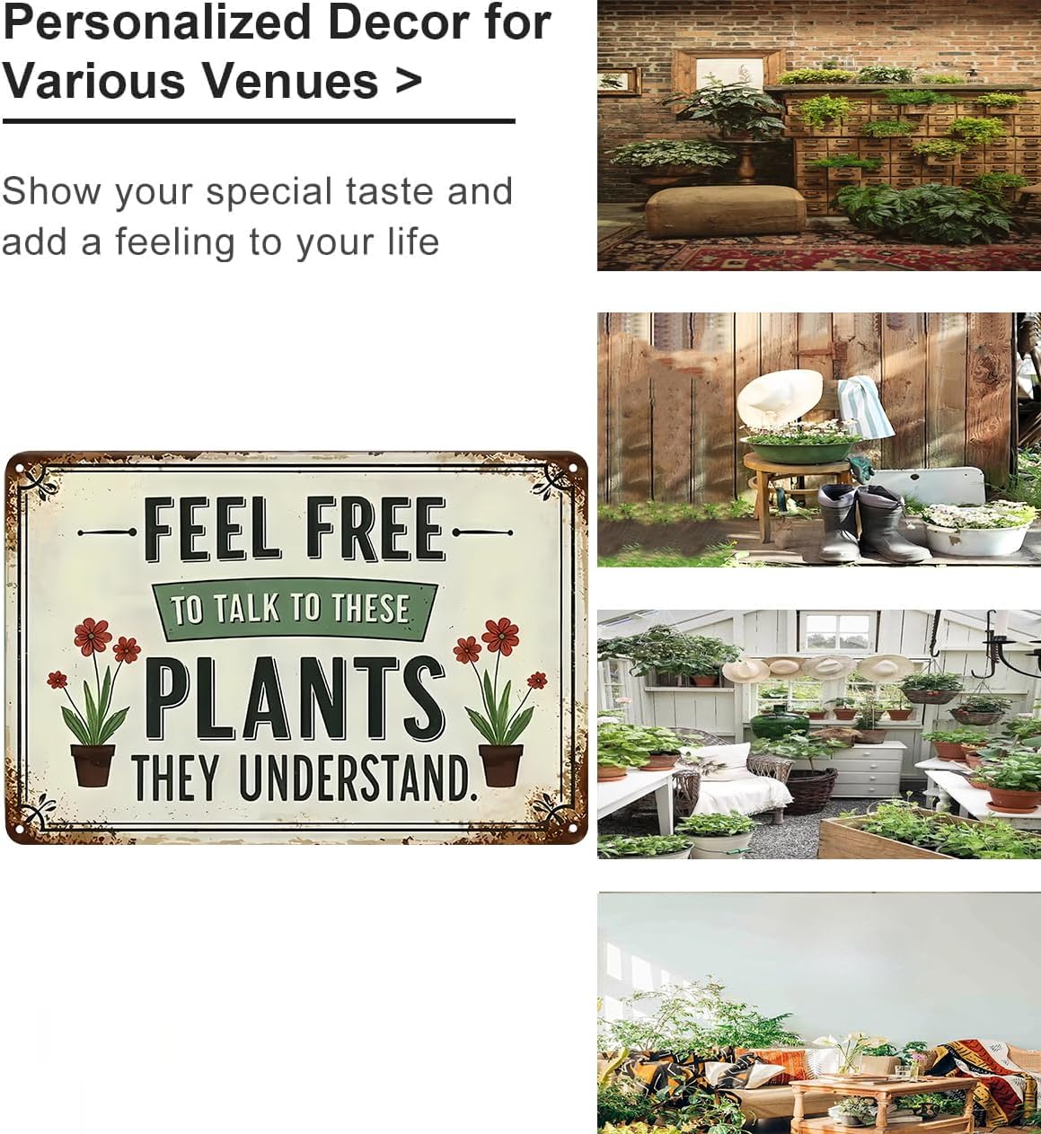 Bestylez Garden Gifts Feel Free to Talk with These Plants They Understand Vintage Gardening Signs for Home Garden Greenhouse Living Room Bedroom Yard Outdoor Decor 8X12 Inch (3373)