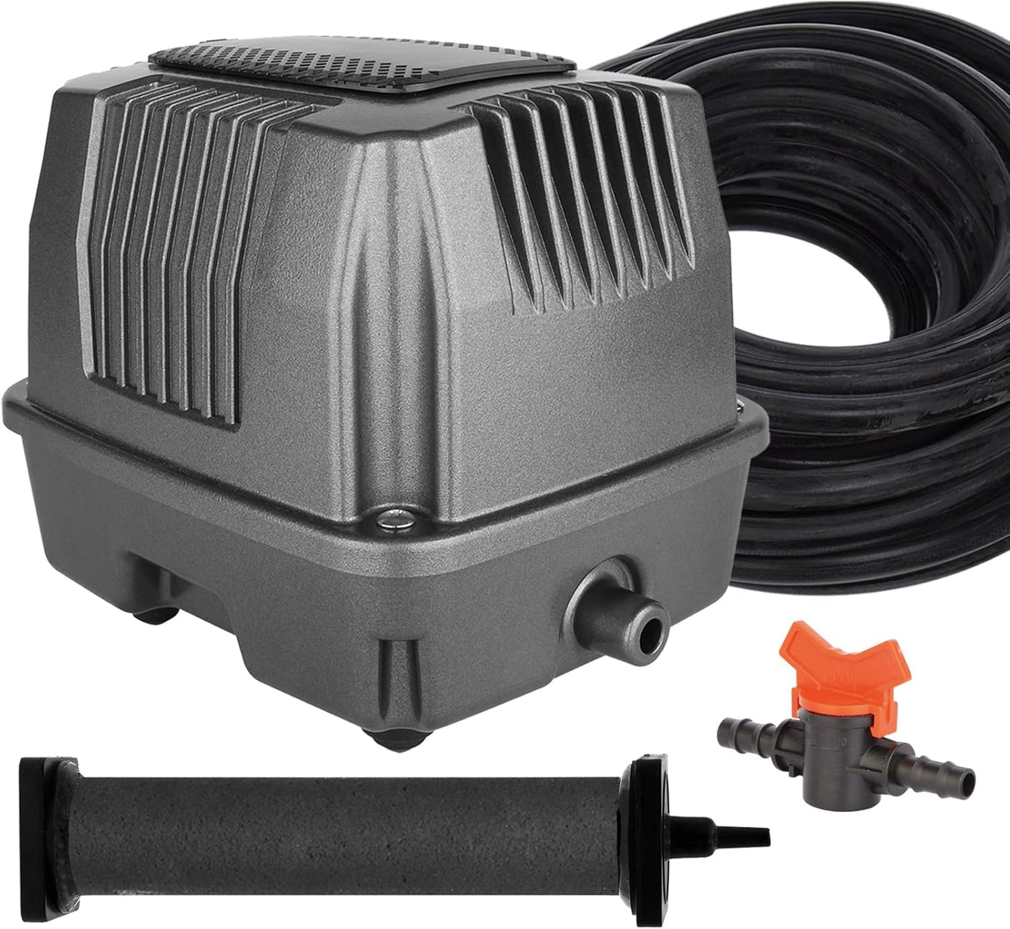 AquaMiracle Koi Pond Aerator Pond Air Pump with Self-Sinking Airline Rubber Air Diffuser, Air Flow Control Pond Deicer All-in-One Pond Aeration Kit for Outdoor Pond 2,000-5,000 Gallons