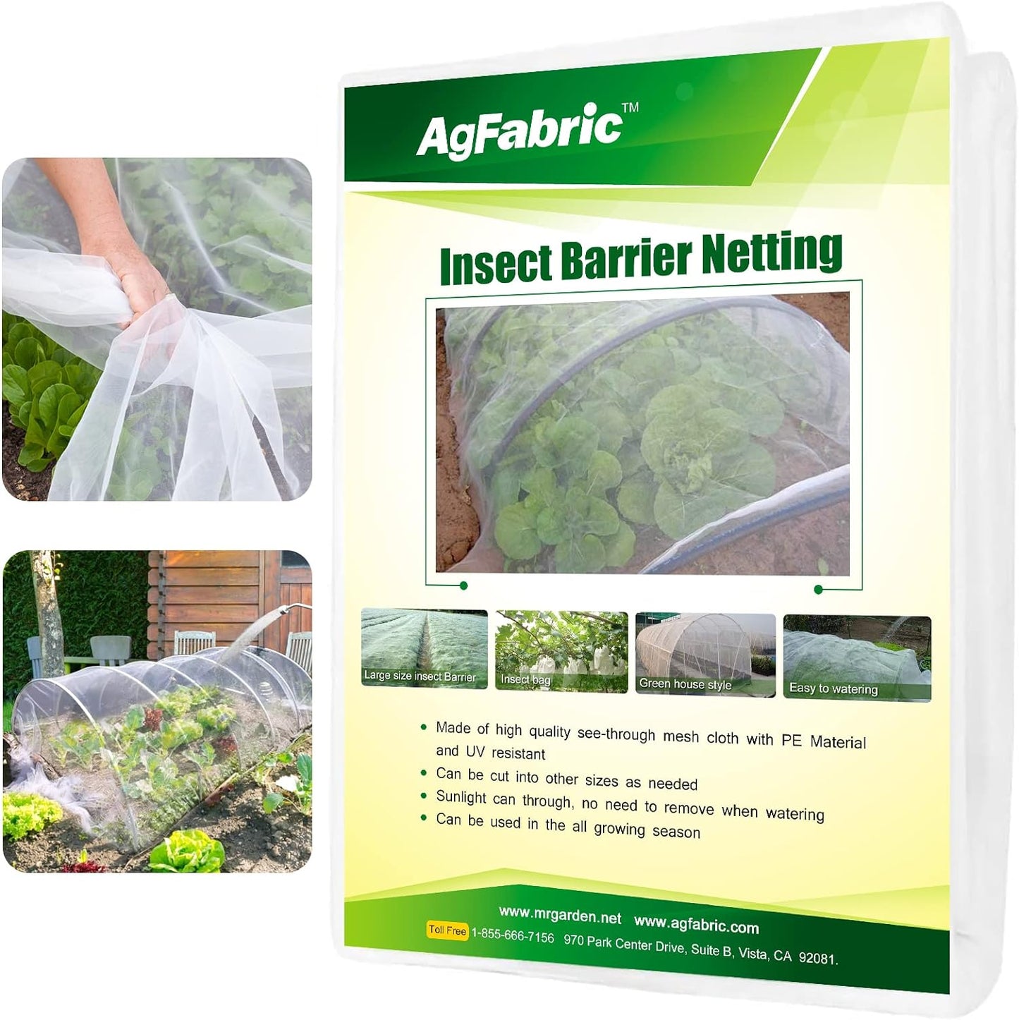 Agfabric Garden Netting 16'x25' Insect Pest Barrier Bird Netting for Garden Protection,Row Cover Mesh Netting for Vegetables Fruit Trees and Plants,White