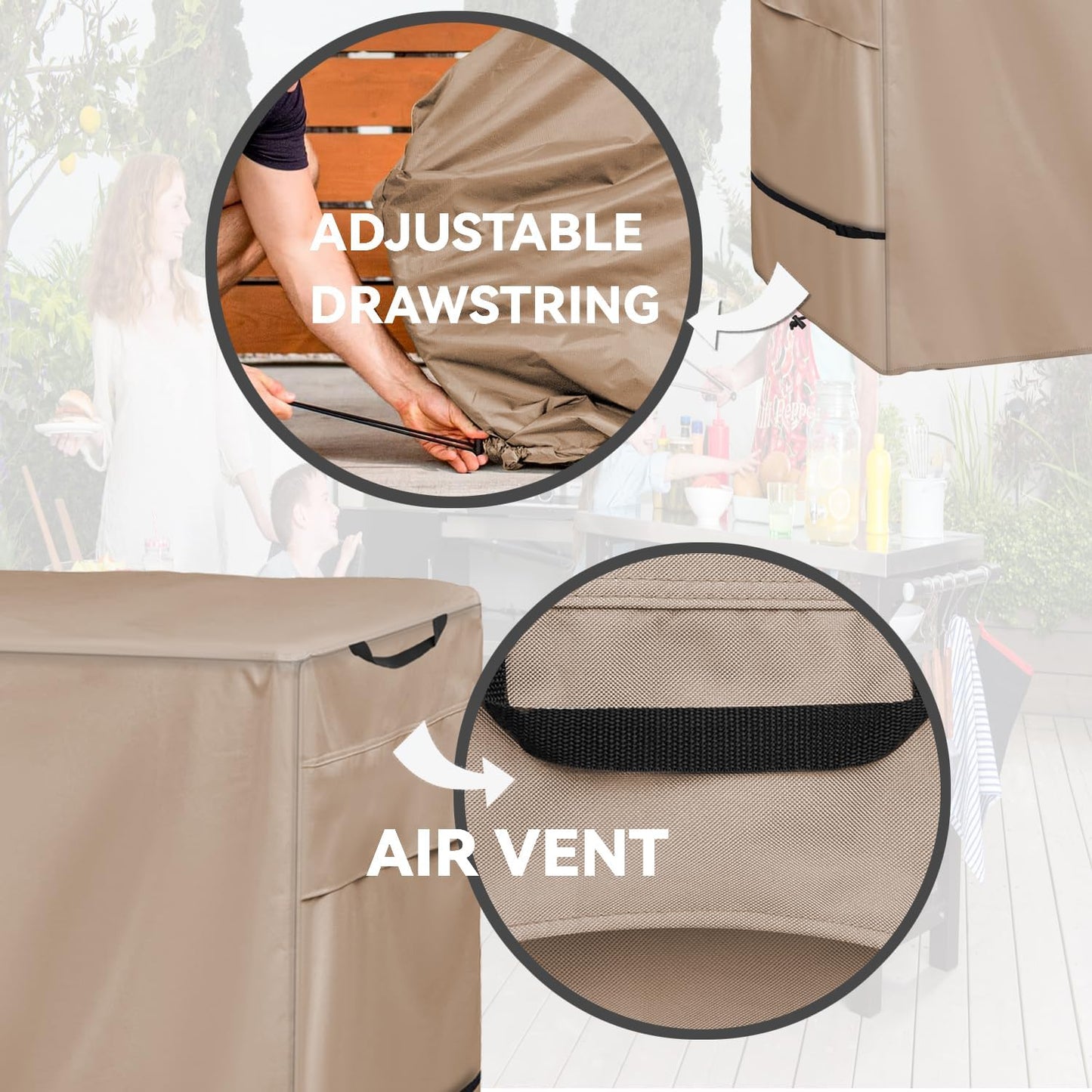 Outdoor Dining Cart Cover - Heavy Duty Waterproof Cover for Royal Gourmet Cart Flattop Worktable PC3401S & PC3401B, Compatible with 40 inch Outdoor Utility Cart,Khaki