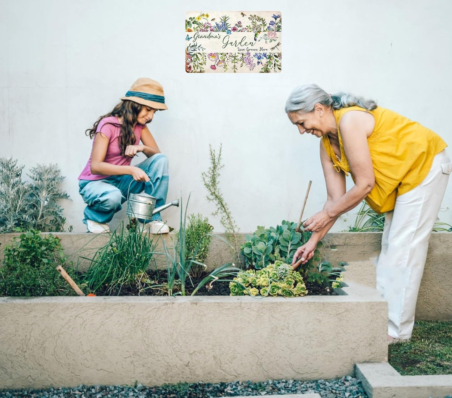 Bestylez Gardening Gifts Vintage Gardening Signs Grandma‘s Garden Love Grows Here Tin Sign for Home Garden Greenhouse Living Room Bedroom Yard Cottage Outdoor Decor 8X12 Inch (3356)