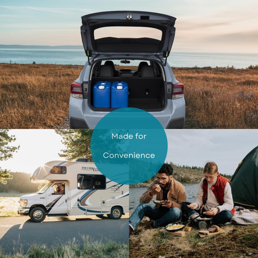 5-Gallon Stackable Water Storage Containers, 5 Gallons Each w/Lids + Spigot, Easy Fill, Survial Supply Emergency Water Storage for Camping and Disaster Preparedness, RV, Camping, 10 Gallon