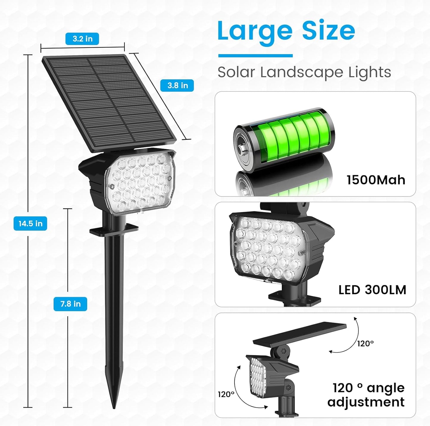 VOLISUN Solar Spotlight Outdoor, IP67 Waterproof Solar Landscape Spot Lights，Uplights for Yard Garden Pathway - 2 Pack (Warm White) 27 LED 3 Lighting Modes