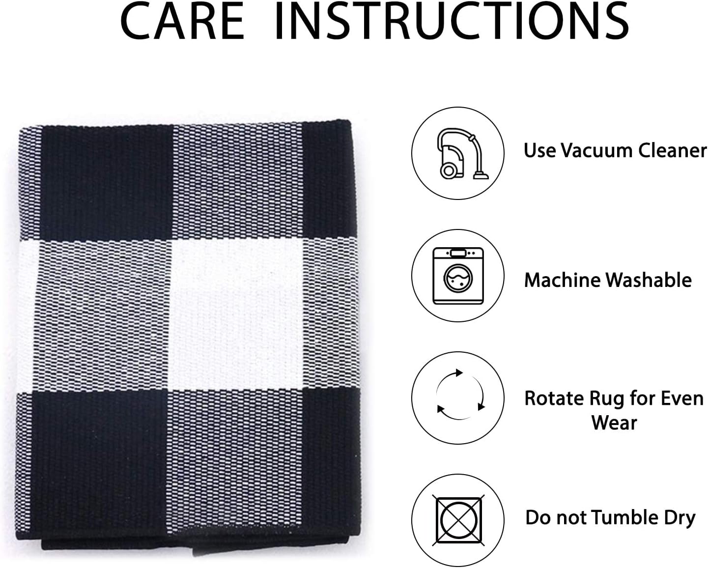 IOHOUZE Buffalo Plaid Checkered Rug 2x3 Ft Front Door Mats, Washable Area Rugs for Front Porch Decor, Spring Summer Welcome Mats Outdoor, Black White Rug for Farmhouse/Entryway/Home Entrance