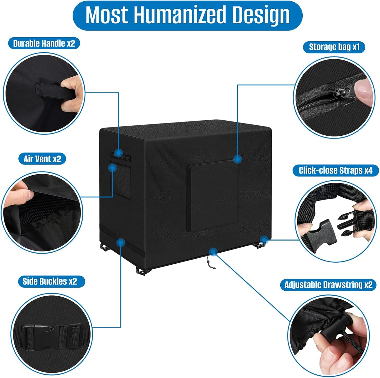 SIRUITON Outdoor Bar Cart Cover for 48 Inch BBQ Food Prep Table, Heavy Duty 600D Oxford Fabric Outdoor Dining Cart/BBQ/Worktable Metal Movable Table Waterproof Cover